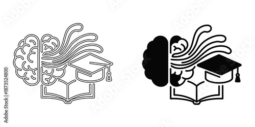 Education and Future Technology Icon  - Academic Research, AI Learning, and Technical Measurement Symbols