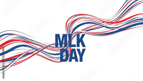 Vibrant red white and blue wavy lines forming mlk day graphic design element for celebration and tribute