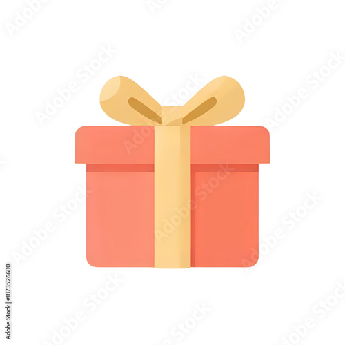 An illustration of a gift box with a ribbon on a white background viewed from the front