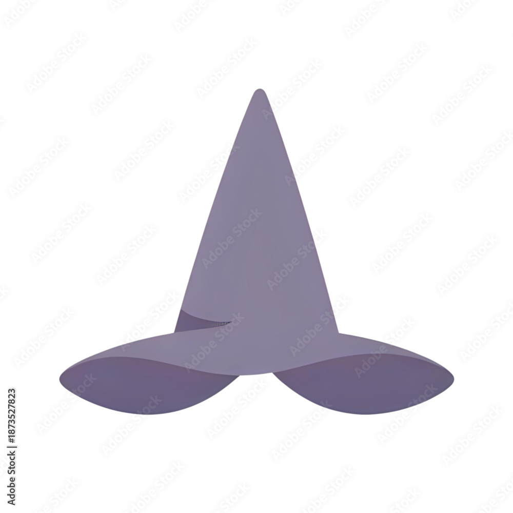 Fototapeta premium A grey witch hat on a white background viewed from the front