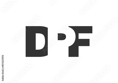 DPF logo design. Initial letter D P F bold font style for tech startups, consulting, corporate branding. Creative company name, headlines typography identity, trendy logotype.