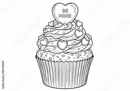 A cupcake with a heart on top for valentine's day