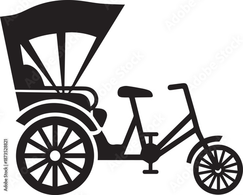 Vintage silhouette of a classic bicycle and antique transport wheels in a retro vector illustration design