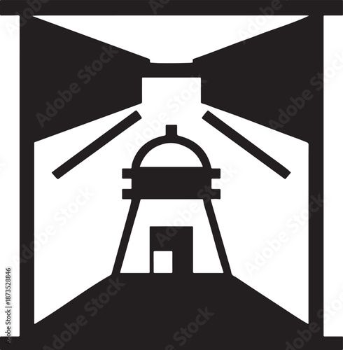 A lighthouse silhouette vector illustration designed as a minimalist logo sign and symbol icon for an oil metronome