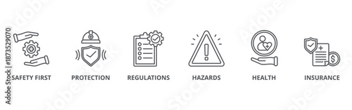 Work safety banner web icon vector illustration	