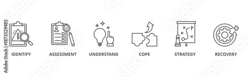 Crisis management banner web icon vector illustration	
