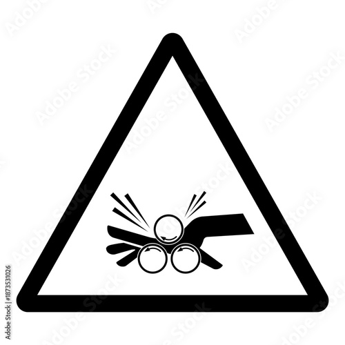 Rotating Roller on Roll Bender Hazard Symbol Sign ,Vector Illustration, Isolate On White Background Label.EPS10