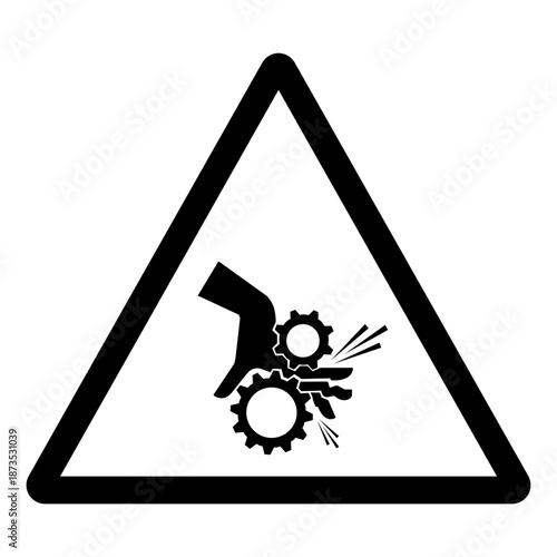 Rotating Gear Can Nip Hazard Symbol Sign ,Vector Illustration, Isolate On White Background Label.EPS10