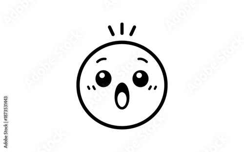 Cute cartoon face with wide eyes and open mouth expressing surprise