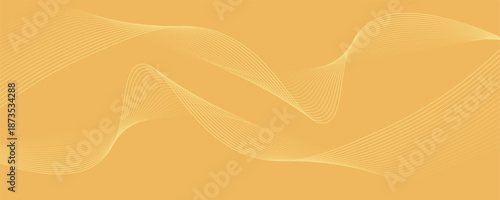 Abstract background with lines and waves. Medium banner size. Element for design isolated. Vector background for brochure, booklet, flyer, poster. Orange and yellow gradient