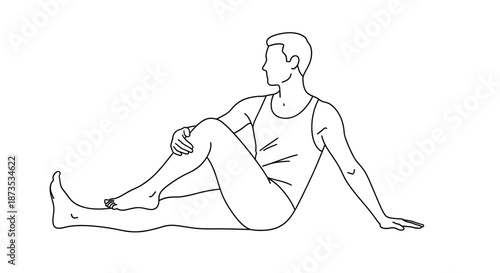 Man Stretching on the Floor.