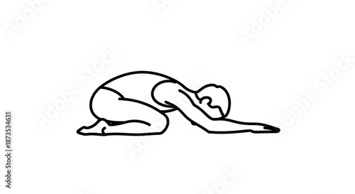 Woman Practicing Yoga in Child Pose.