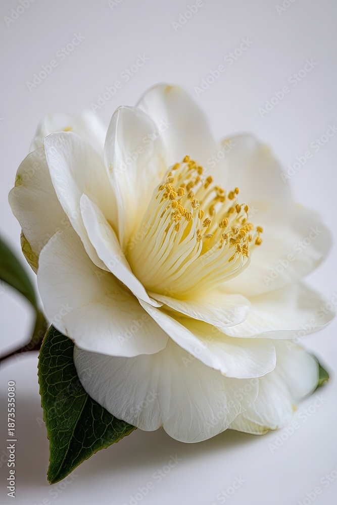 Fototapeta premium Closeup Of Delicate White Camellia Flower