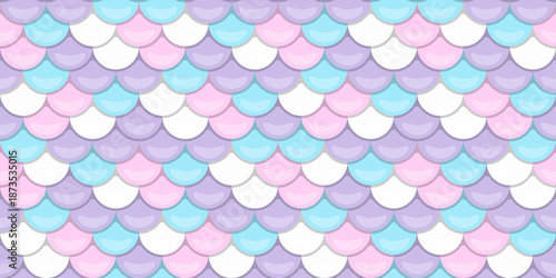 Seamless pastel mermaid scales pattern.  Perfect for whimsical designs, backgrounds, and textiles.  Evokes fantasy, femininity, and magical underwater themes.
