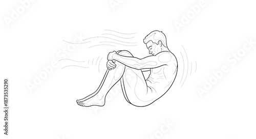 Man Performing Crunches Exercise Illustration.