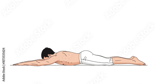 Man Doing Yoga Pose on Floor.