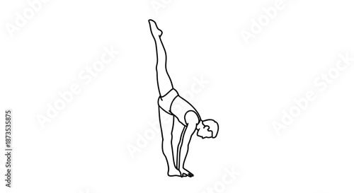 Woman Doing Handstand Yoga Exercise Pose.