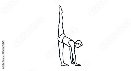 Woman Doing Handstand Yoga Pose Illustration.