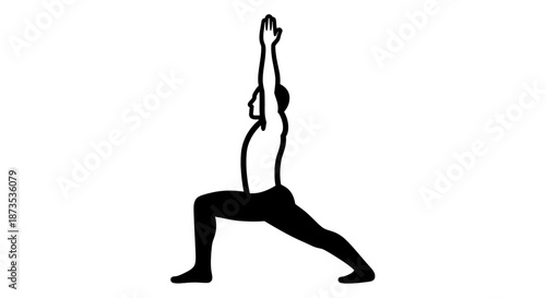 Woman Practicing Yoga Warrior Pose Sil Page.