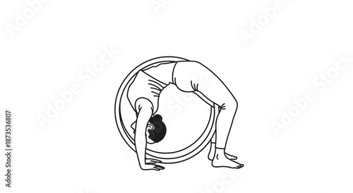 Woman Performing Yoga Handstand Pose Illustration.