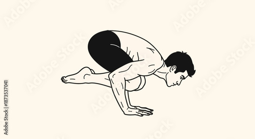 Man Performing Yoga Handstand Pose.