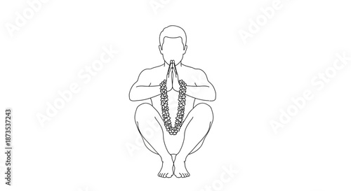 Man Sitting in Prayer Pose Illustration.