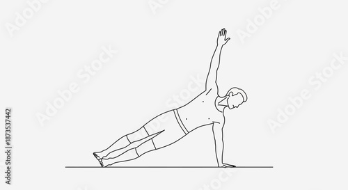 Woman Doing Side Plank Exercise Illustration.