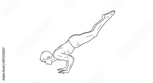 Man Doing Handstand Pushup Exercise Illustration.