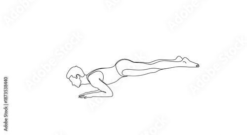 Woman Doing Plank Exercise Simple Line Drawing.