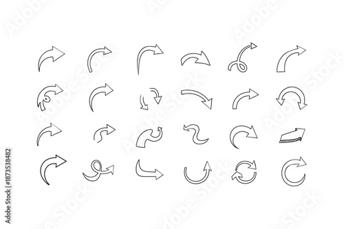 Collection of various human ear silhouette illustrations in different angles and positions