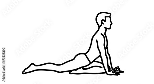 Man Performing Yoga Cobra Pose Exercise.