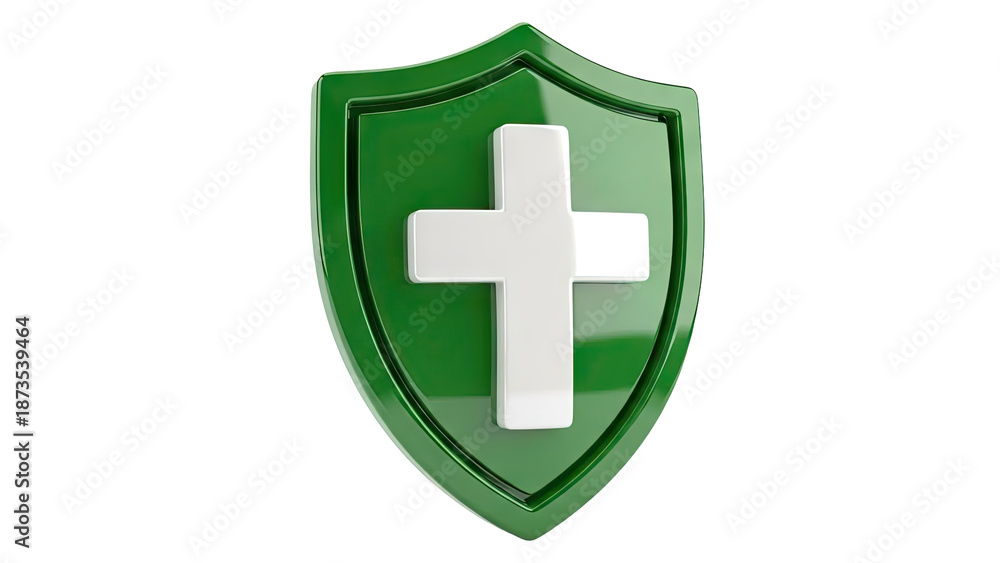Obraz premium Green Shield with White Cross