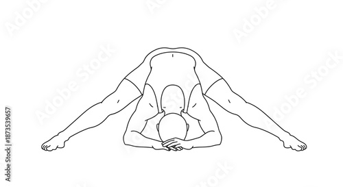 Woman Doing Wide Legged Forward Fold Yoga.