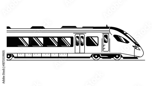 Modern Train Traveling Down the Tracks in a Futuristic Transportation Scene from a Side Viewpoint