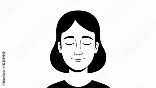 Illustration of a serene woman with eyes closed, showcasing a peaceful state of mind