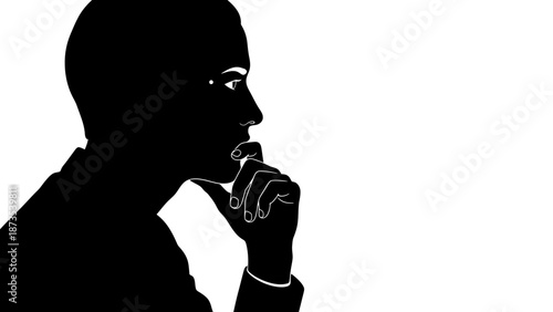 A man contemplates thoughtfully in a serene environment from a side view