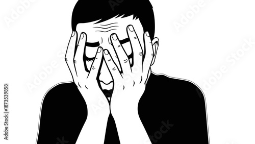 A man experiencing stress and frustration with hands on face