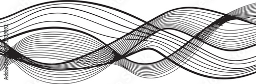 Black and white abstract wave design with flowing lines