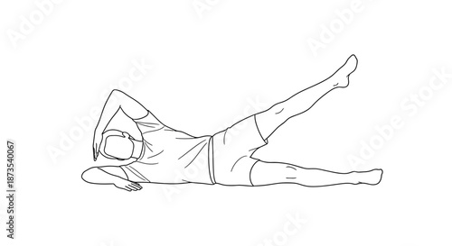 Pageboy doing side lying leg lift exercise.