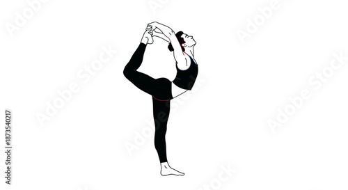 Woman Practicing Yoga Standing Balance Pose.