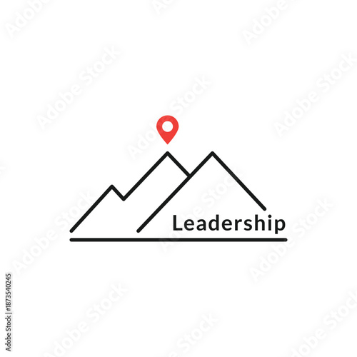 reaching the top like leadership logo. concept of travel, mountaineering, mission, climb, summit, hiking. isolated on white background. flat style trend modern brand design vector illustration