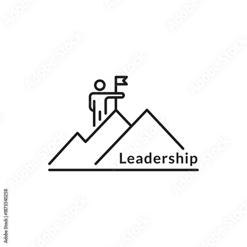 reaching the top like  Leadership logo concept, Succeed to the top of the mountain logo