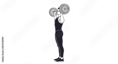 Woman Lifting Weights in Gym Illustration.