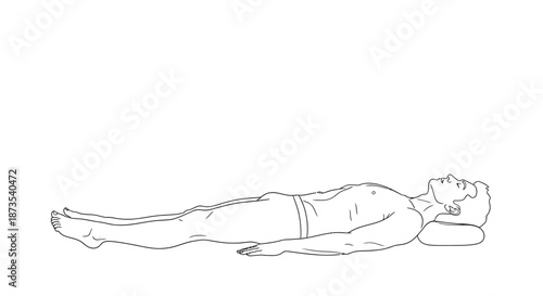Man Lying Down Relaxing Peaceful Illustration.
