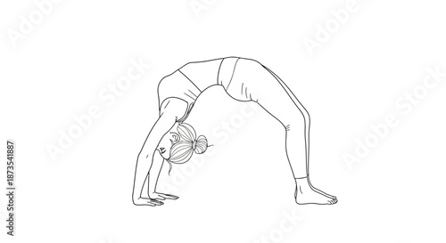 Woman Doing Backbend Yoga Exercise Pose.