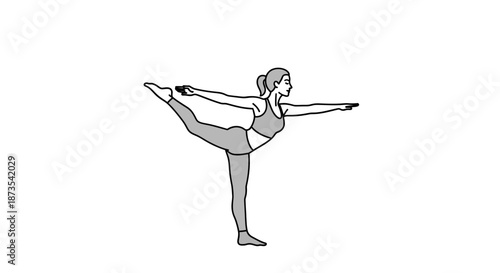 Woman Practicing Yoga in Natarajasana Pose.