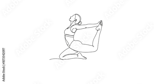 Woman Practicing Yoga in Simple Pose.