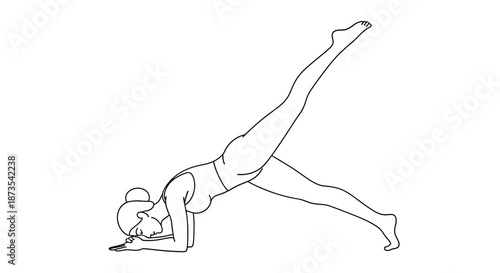 Woman Doing Side Plank Exercise Illustration.
