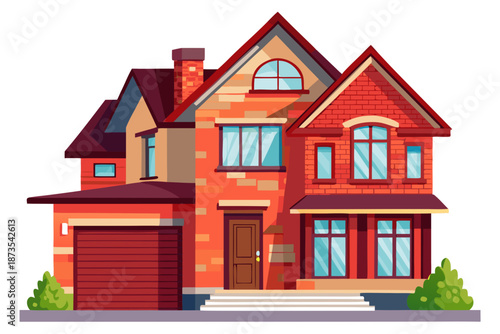 Vector illustration of exclusive modern detached house architectural project