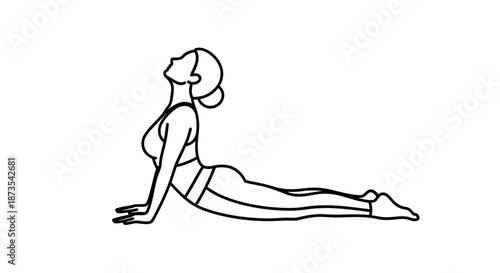 Woman Practicing Yoga Cobra Pose Illustration.